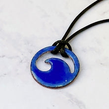 Load image into Gallery viewer, Royal Blue Enamel Mini Wave Necklace