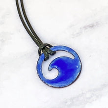 Load image into Gallery viewer, Royal Blue Enamel Mini Wave Necklace