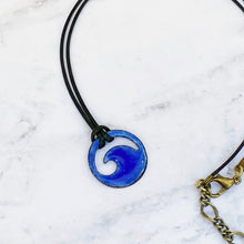 Load image into Gallery viewer, Royal Blue Enamel Mini Wave Necklace