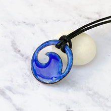 Load image into Gallery viewer, Royal Blue Enamel Mini Wave Necklace