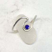 Load image into Gallery viewer, Sterling silver hammered wave ring with custom gemstone, birthstone ring