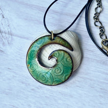 Load image into Gallery viewer, Spiral Enamel Seagreen Copper Necklace
