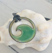 Load image into Gallery viewer, Transparent Seagreen Enamel Wave Necklace