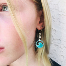 Load image into Gallery viewer, Aqua  Copper enamel wave eternity earrings