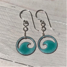 Load image into Gallery viewer, Seagreen Copper enamel wave eternity earrings