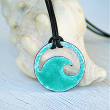 Load image into Gallery viewer, Seagreen Enamel Wave Necklace