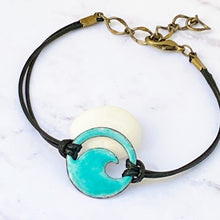 Load image into Gallery viewer, Seagreen Enamel Mini Wave Bracelet