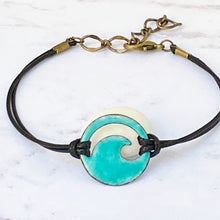 Load image into Gallery viewer, Seagreen Enamel Mini Wave Bracelet