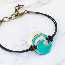 Load image into Gallery viewer, Seagreen Enamel Mini Wave Bracelet