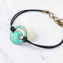 Load image into Gallery viewer, Seagreen Enamel Mini Wave Bracelet