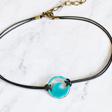 Load image into Gallery viewer, Enamel No-bail Mini Wave Choker Necklace - Aqua, seagreen, royal blue, light blue, turquoise, ocean bubbles