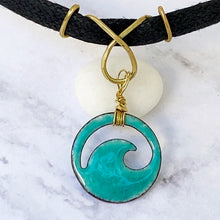 Load image into Gallery viewer, Seagreen Enamel Mini Wave Choker Necklace