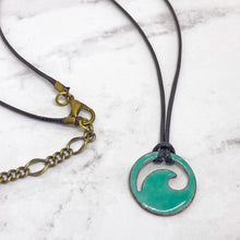 Load image into Gallery viewer, Seagreen Enamel Mini Wave Necklace