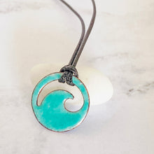 Load image into Gallery viewer, Seagreen Enamel Mini Wave Necklace