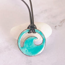 Load image into Gallery viewer, Seagreen Enamel Mini Wave Necklace