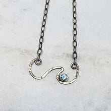Load image into Gallery viewer, sterling silver wave necklace aquamarine seaside harmony