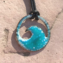 Load image into Gallery viewer, turquoise wave necklace with white speckles ocean necklace