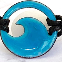 Load image into Gallery viewer, Enamel No-bail Mini Wave Choker Necklace - Aqua, seagreen, royal blue, light blue, turquoise, ocean bubbles