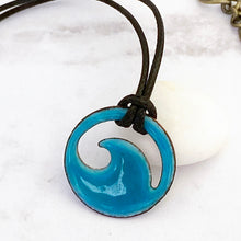 Load image into Gallery viewer, Turquoise Blue Enamel Mini Wave Necklace
