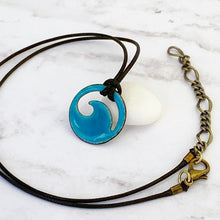 Load image into Gallery viewer, Turquoise Blue Enamel Mini Wave Necklace