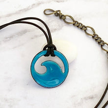 Load image into Gallery viewer, Turquoise Blue Enamel Mini Wave Necklace