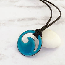 Load image into Gallery viewer, Turquoise Blue Enamel Mini Wave Necklace