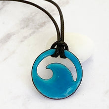 Load image into Gallery viewer, Turquoise Blue Enamel Mini Wave Necklace