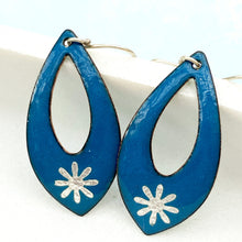 Load image into Gallery viewer, Blue enamel silver snowflake necklace and earring set